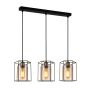 Italux Kalula PND-78901-3-BK+AMB lampa wisząca 3x40W/E27 IP20
