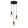Italux Santia PND-65342-3A-BK+AMB lampa wisząca 3x40W/E27 IP20