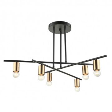 Italux NORMANI MDM3658/6 BK+BRO  Żyrandol 6x60W/E27