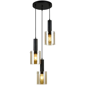 Italux Sardo PND-5581-3A-BK+AMB lampa wisząca 3x40W/E27 IP20 