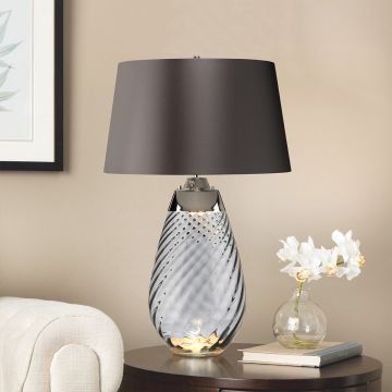 Elstead Lighting LENA LARGE LENA-TL-L-SMOKE lampka stołowa 1X7W/GU10+1x60W/E27