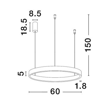 Luces Exclusivas BARI LE43252 lampa wisząca 1x60W/led 2552lm 3000k IP20