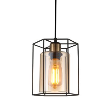 Italux Kalula PND-78901-1-BK+AMB lampa wisząca 1x40W/E27 IP20