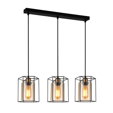 Italux Kalula PND-78901-3-BK+AMB lampa wisząca 3x40W/E27 IP20
