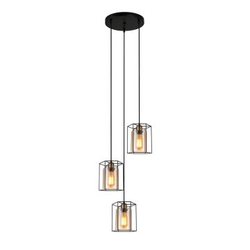 Italux Kalula PND-78901-3A-BK+AMB lampa wisząca 3x40W/E27 IP20